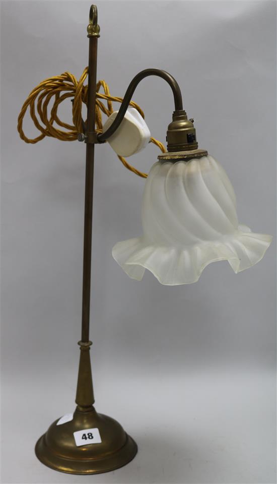 A brass table lamp